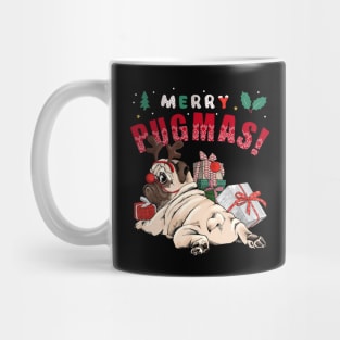 Merry Pugmas Cute Christmas Reindeer Pug With Gifts Mug